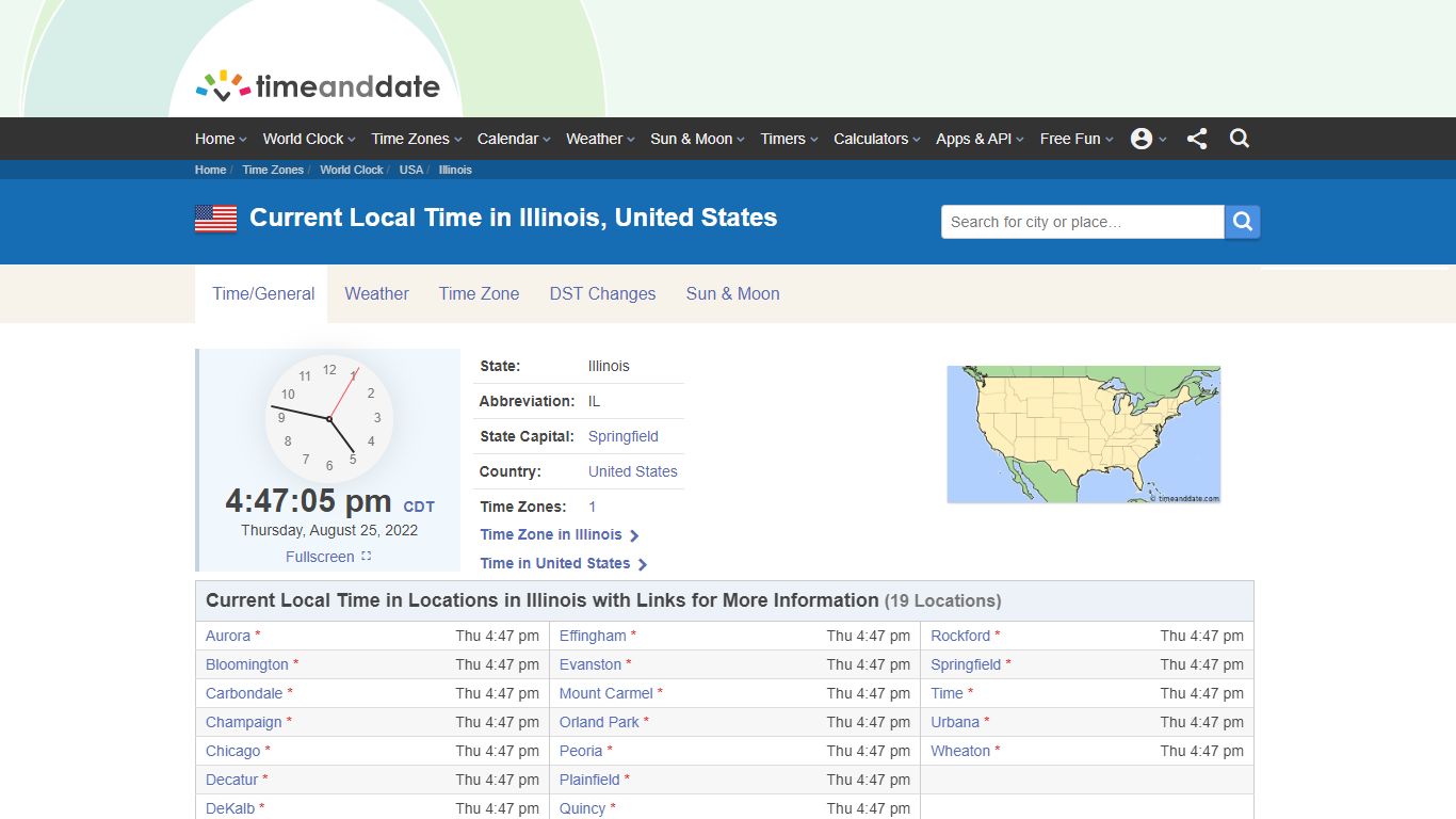 Current Local Time in Illinois, United States - Time and Date