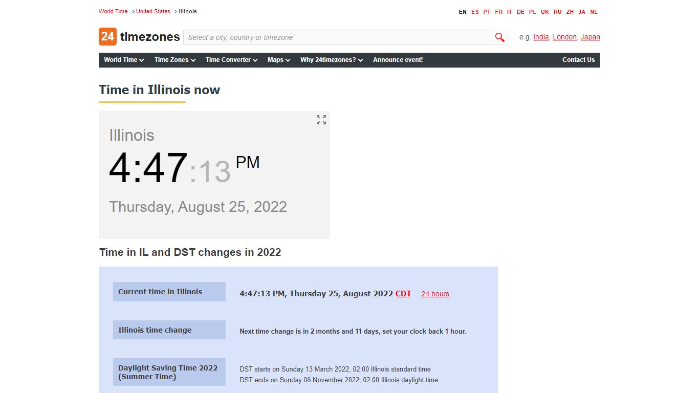 Current time in Illinois, United States - 24timezones.com