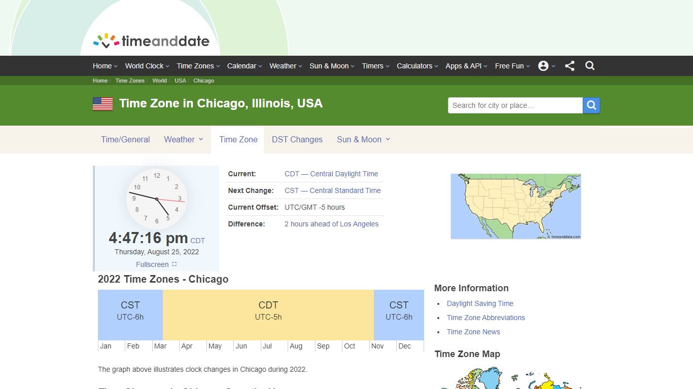 Time Zone & Clock Changes in Chicago, Illinois, USA - Time and Date