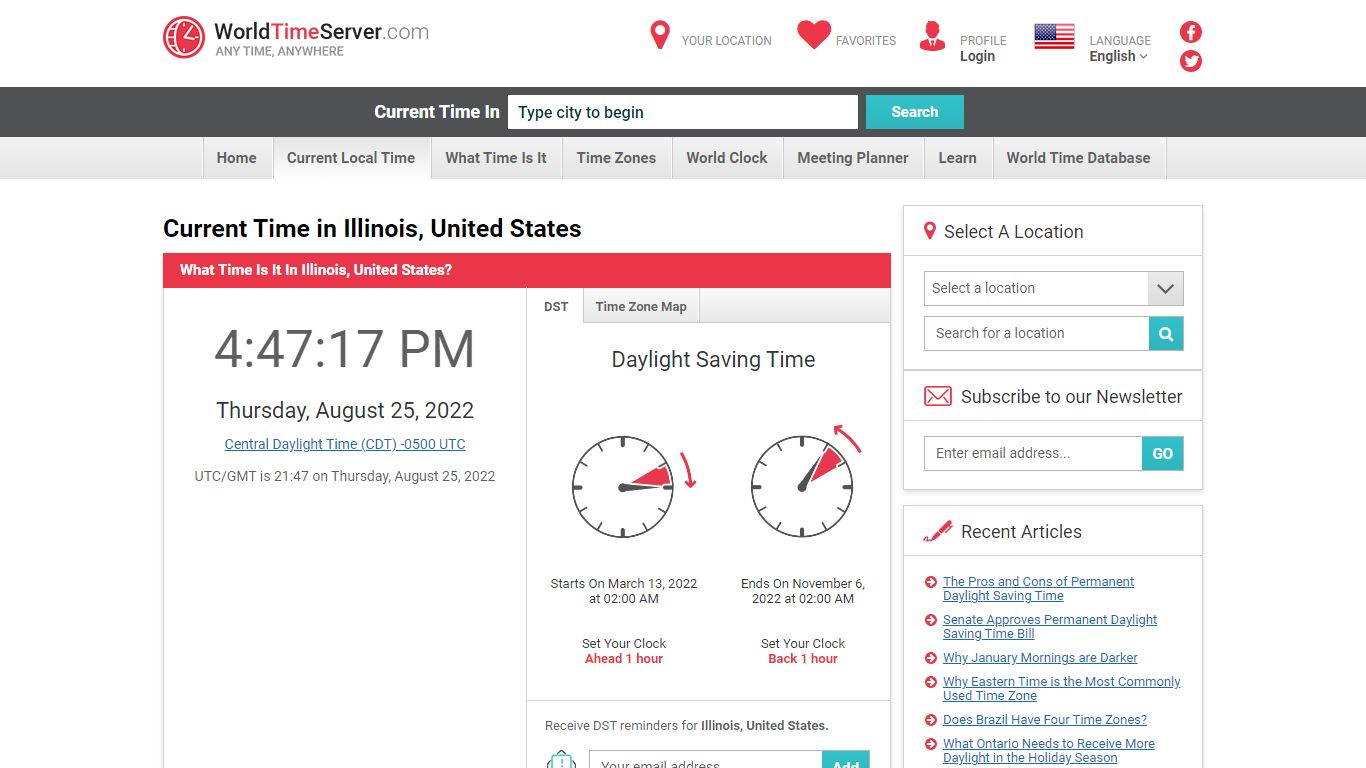 Current local time in Illinois, United States - World Time Server